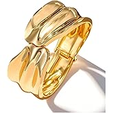 DURUILY Gold Chunky Bangle Bracelet for Women Adjustable Twist Cuff Design Tarnish-proof Stackable Jewelry Gift