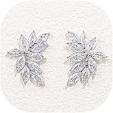 Crysdue Wedding Earrings for Bride Bridesmaid, Cubic Zirconia Marquise Cluster Stud Bridal Jewelry for Party Prom