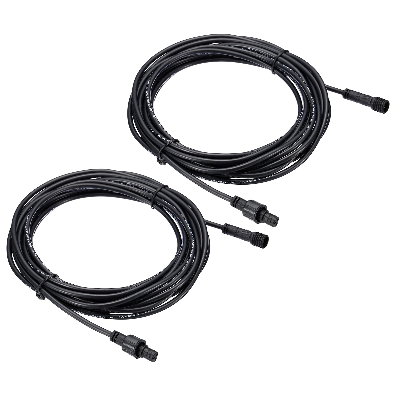PATIKIL 16.4Ft 3 Pin Extension Cable Wire, 2 Pcs 22AWG Waterproof IP67 Connector with Male and Female at Both Ends for LED Strips, Black