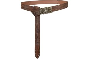 HiiFeuer Viking Embossed Buckle Belt, Nordic Faux Leather Knight Belt, Retro Medieval Warrior Belt for LARP Cosplay Halloween