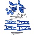 Aluminum Front&Rear Suspension A-Arms Caster Steering Blocks Stub Axle Carriers for Traxxas 2WD 1/10 Slash, Stampede, Rustler, Nitro Slash-Replaces Part 3736 3632 3752 3631
