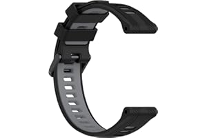 MOTONG For Garmin Forerunner 965 Replacement Band, 22mm Repalcement Silicone Wrist Strap Band For Garmin Forerunner 965 / Forerunner 955 / Forerunner 945(Silicone Black + Grey)