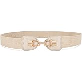 JASGOOD Straw Woven Elastic Waist Belt for Women Stretchy Boho Braided Skinny Dress Belt