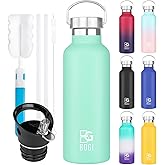 BOGI 20oz Insulated Stainless Steel Water Bottle with Straw and Handle - Leakproof, BPA Free for School, Fitness, Outdoor Sports - Mint