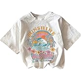 QJQ Girl's Cute Graphic T Shirts Short Sleeve Crewneck Tees Summer Trendy Preppy Tops Clothes