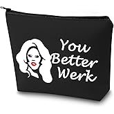 BLUPARK Drag Race Inspired Gift Drag Queen Makeup Bag You Better Werk Canvas Cosmetic Bag Pride Gift for Sister Mom (You Better Werk)