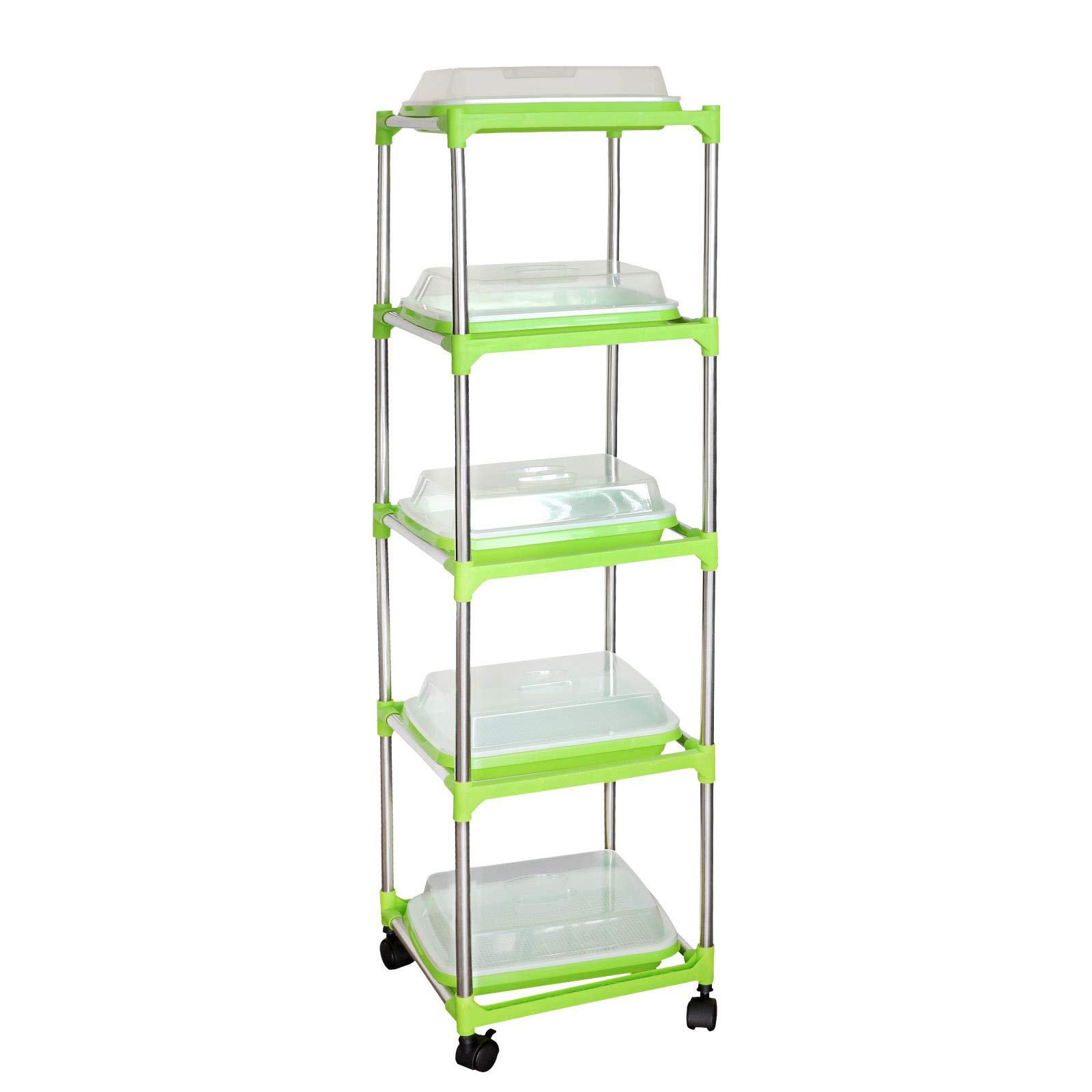 Photo 1 of **************missing wheels***************
MUDUOBAN 5 Layers Seed Sprouter Tray with Stainless Steel Shelf, Green, Indoor/Outdoor, 5 Pack