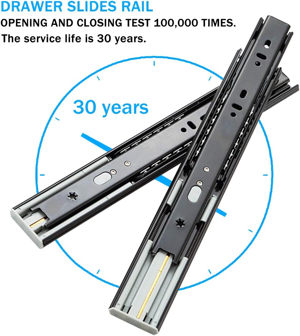 Soft Close Drawer Runners Full Extension 300 350 400 450 500 550 600 mm Ball Bearing Drawer Runners Slides Replacement Rails Track Guide Glides for Kitchen Bedroom Cabinets Heavy Duty 45kg 1 Pair - Image 3
