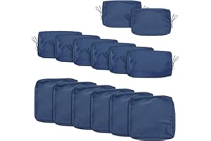 HYuMCCyhT Outdoor Cushion Covers Replacement Patio Cushion Covers for Outdoor Sectional Sofa for Wicker Rattan Patio Furniture Conversation Set with Zipper Fit (14, 25" Blue)