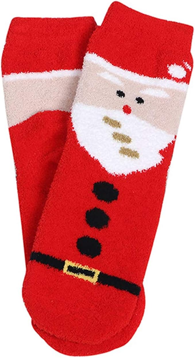 Warm Christmas Fluffy Fuzzy Socks Holiday Socks Winter Cozy Coral