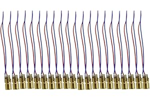 Ferwooh 20PCS 3V 650nm 5mW Red Dot Diode Copper semiconductor Laser Tube with Leads Head Point Shape Outer Diameter 6mm