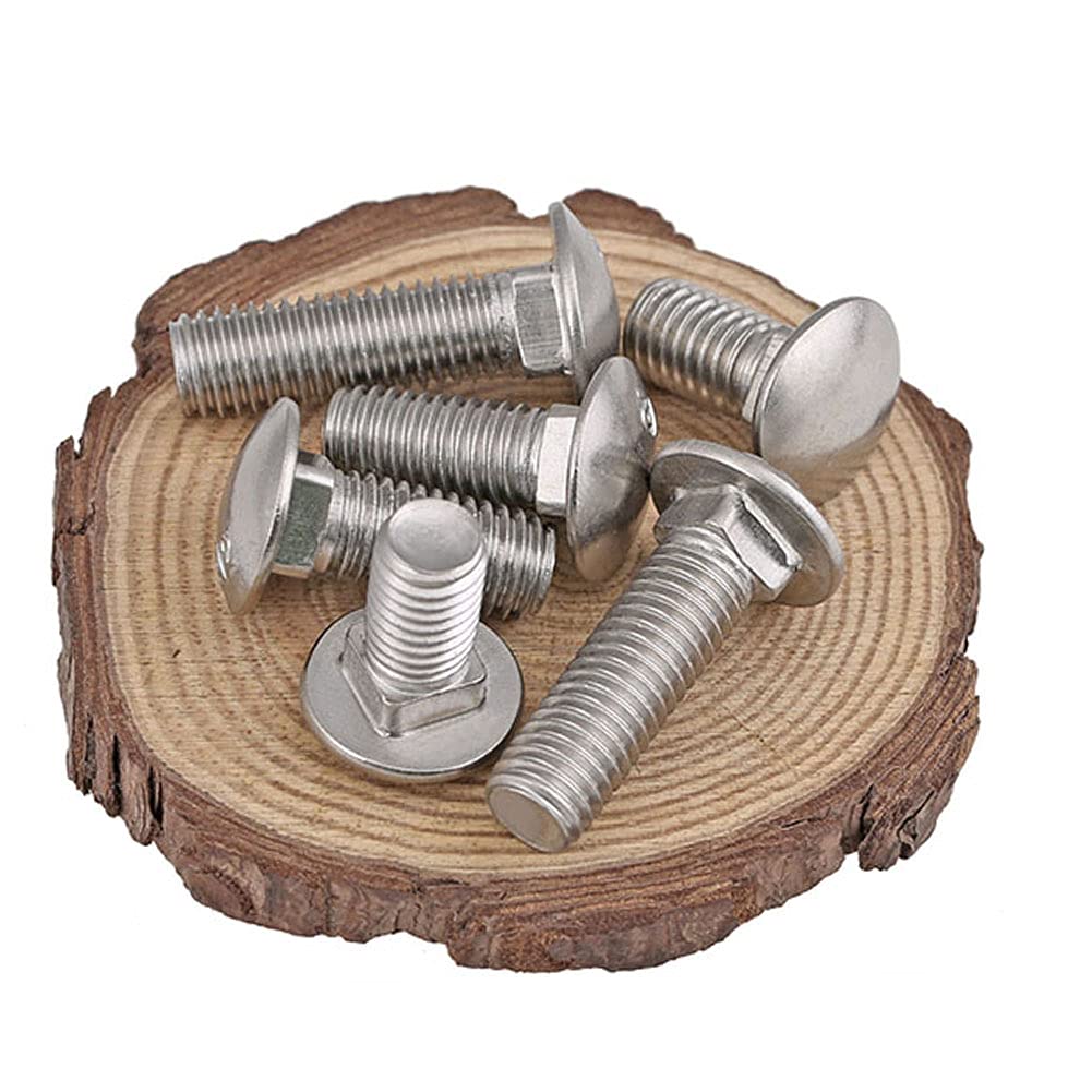 BOZONLI Cup Square Carriage Bolts A2 Stainless Steel Fully Threaded Shelf Screws, M12×80mm, 2 pcs