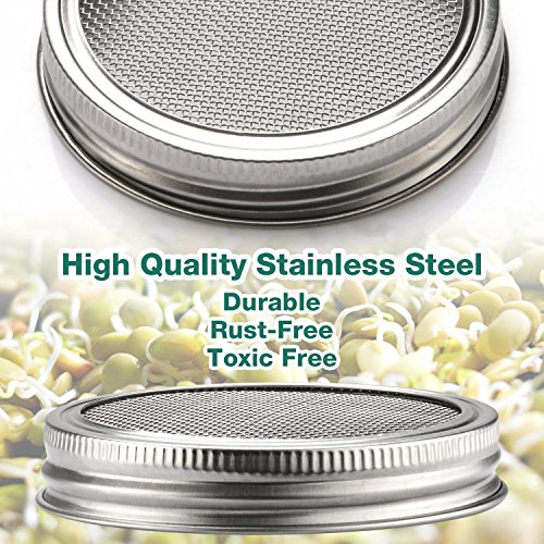 6 Pack Sprouting Lids for Wide Mouth Mason Jars Canning Jars,304 Stainless Steel Sprouting Jar Lid Kit Sprout Generator… 3 6 Pack Sprouting Lids for Wide Mouth Mason Jars Canning Jars,304 Stainless Steel Sprouting Jar Lid Kit Sprout Generator… - Image 4
