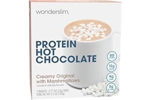 Wonderslim Protein Hot Chocolate with Marshmallows, Hot Cocoa, Low Sugar, Low Carb, Keto Friendly & Gluten Free (7ct)