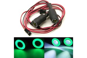 MOHERO 2 LEDs Angel Eyes & Demon Eyes LED Light Headlights for 1/10 RC Model Crawler Cars Headlamps (Green+White, 13mm)