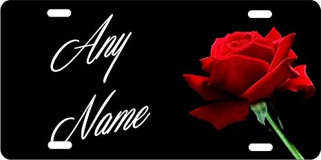 Atd Red Rose Personalized Novelty Front License Plate Custom