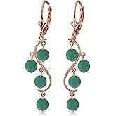 4 Carat 14k Solid Rose Gold Chandelier Earrings Natural Emerald