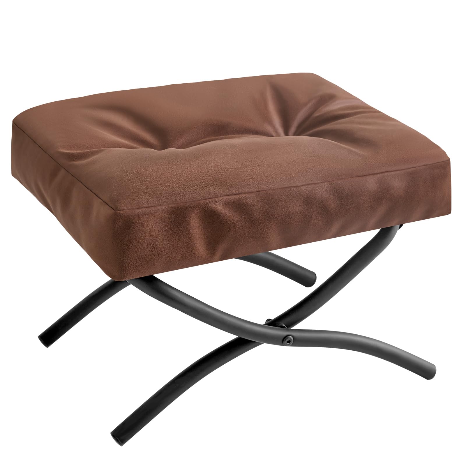 Photo 1 of IBUYKE 11.8” H Folding Footrest Stool, Rectangle Small Foot Stool Accent Ottoman for Lazy Chair, Modern Portable Ottoman Foot Rest for Living Room Bedroom, Yellow-Brown WBD020Z