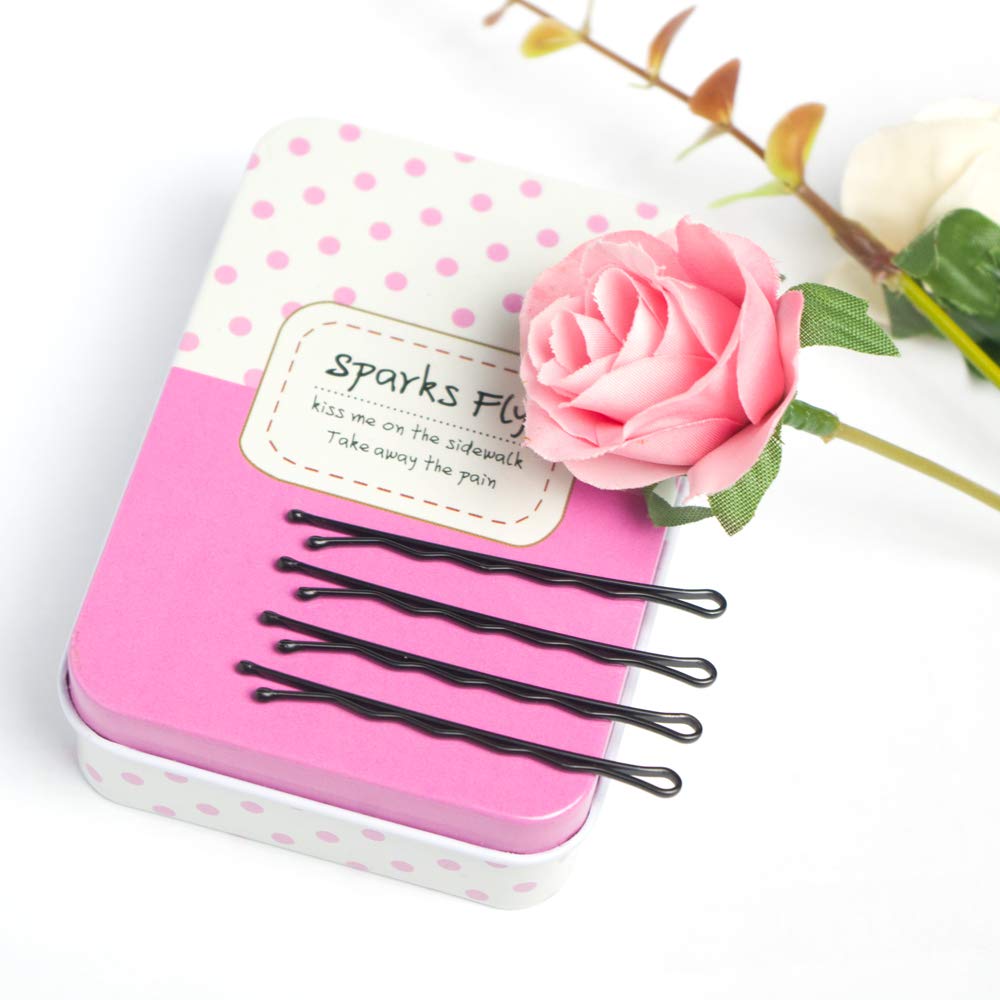200 CT Hair Bobby Pins Black with Cute Case, Bobby Pins for Buns, Premium Hair Pins for Kids, Girls and Women, Great for All Hair Types, 2.16 Inches : Beauty