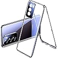 QUIETIP Case Compatible with Oppo Reno 12 Pro 5G,Magnetic Body Metal Frame Double Sided Clear Tempered Glass Cover with Camera Protection,Black