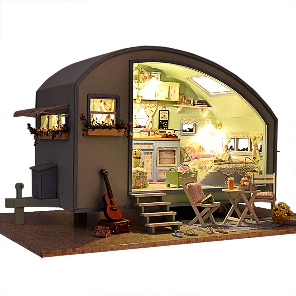 Rylai 3D Puzzles DIY Miniature Dollhouse Kit for Adults Kids Wood Craft Furniture LED Music Box Light Time Travel Series