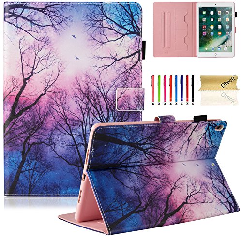 iPad Pro 10.5 Inch Case, Dteck Cute Cartoon Flip Folio Smart Stand Case with [Auto Sleep/Wake] Protective Synthetic Leather Wallet Cover for Apple iPad Pro 10.5" 2017 Released Tablet-Forest Night