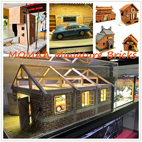 MOMAA 1/16 Miniature Brick-Scale Wall Bricks Mini Bricks Model Sand Table Micro Landscape Accessories DIY Dollhouse Bricks Diorama Fairy Garden (red+Grey) (Gray) - Image 7