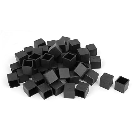 Sellify 20mm x 20mm Rubber Square Shaped Furniture Foot Cover Protector Pad Black 50pcs