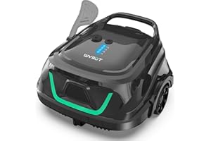 (New Upgraded) WYBOT A1 Cordless Robotic Pool Cleaner, Automatic Pool Vacuum with 120 Mins, Double Filters, LED Indicator, Fast Charging, Ideal for Above Ground Flat Pools - Black & Green