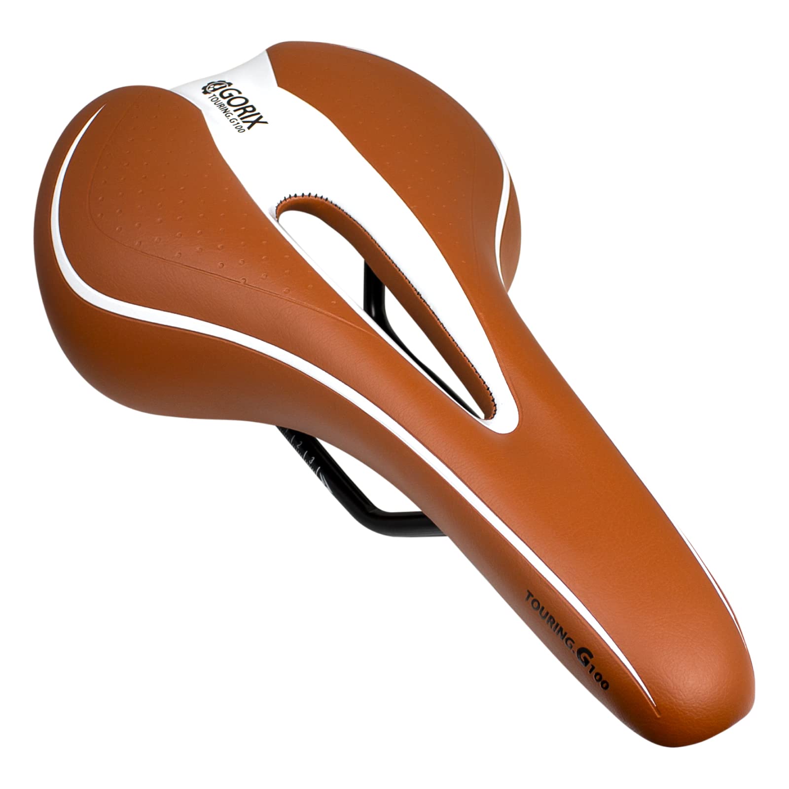 GORIX Bike Saddle Seat Comfortable Cushion with Rail Mountain Road Bicycle for Men and Women (GX-C19) (Light Brown×White)