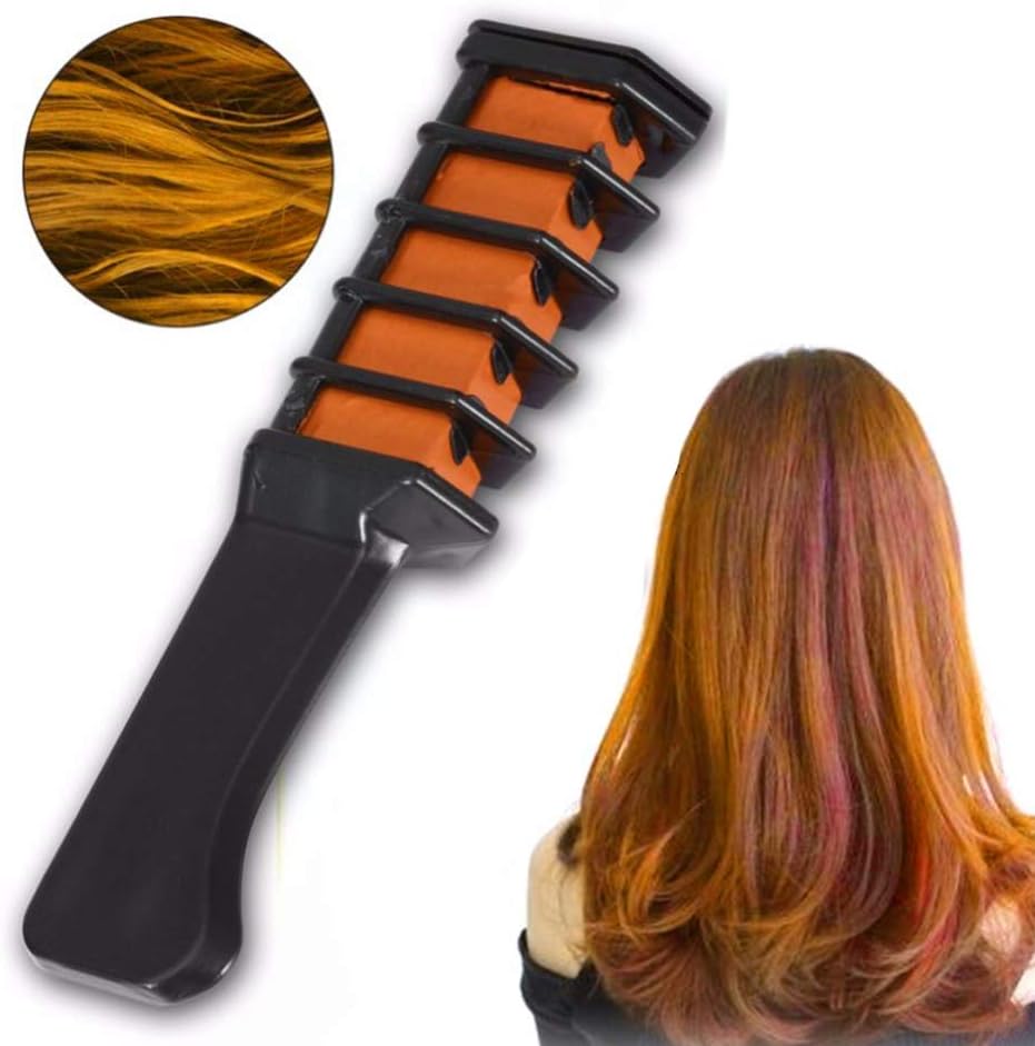 Amazing Hair Chalk Temporary Hair Color Hair Comb Shimmer Hair Color Cream Washable Hair Dye For Girls Party Cosplay DIY 1pc - Hot Orange