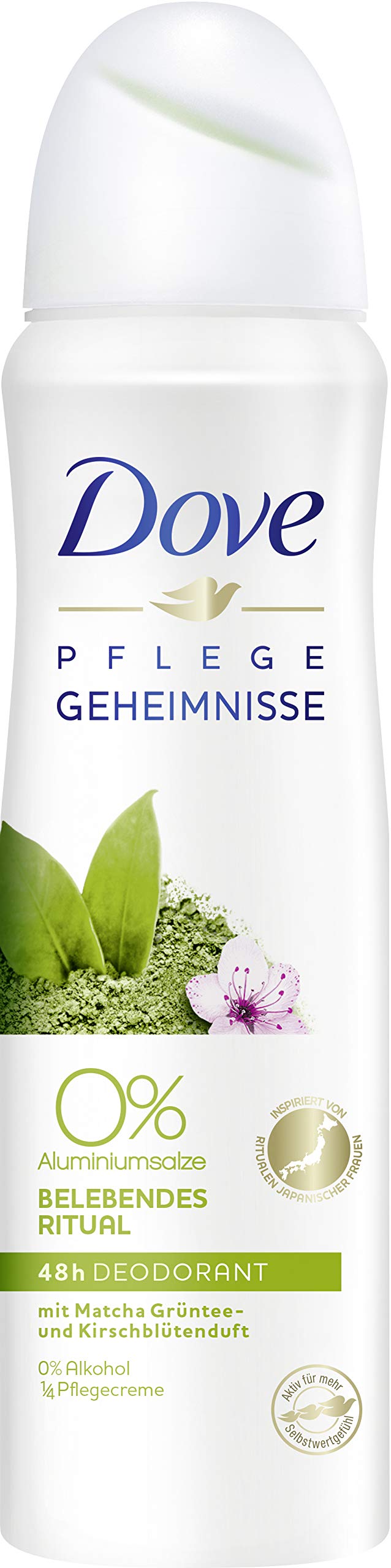 Dove Deodorant Spray Care Secrets Invigorating Ritual Matcha Green Tea and Cherry Blossom Fragrance 0% Pack of 6 x 150 ml