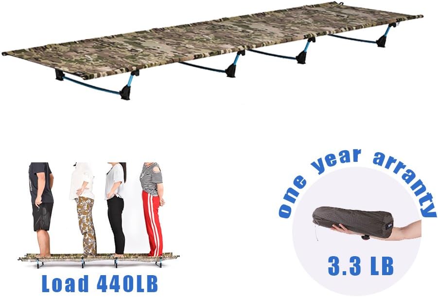 Desert Walker Folding Portable Sport Camping Bed Lightweight Camping Cot with 440 Lbs Bearing Waterproof Bed Surface,Perfect for Base Camp,Hiking and Hunting