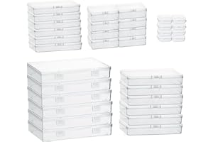 Yimy 40 Pcs Mixed Sizes Rectangular Storage Containers, Small Plastic Containers with Lids, Clear Empty Mini Plastic Organize