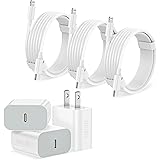 for Apple iPhone Charger Fast Charging【MFi Certified】 3Pack USB-C Wall Charger Block with 6FT USB C to Lightning Cables for i