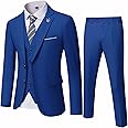 MY'S Men's 3 Piece Slim Fit Suit Set, Two Button Blazer Jacket Vest Pants with Tie, Solid Wedding Dress Tux and Trousers