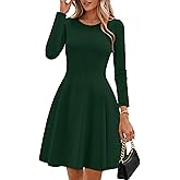 ZESICA Womens Long Sleeve Mini Dress 2026 Fall Crewneck Pleated Babydoll A Line Flowy Wedding Party Short Dresses
