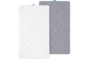 Biloban Waterproof Bassinet Mattress Cover(35"x21"), 2 Pack, Ultra Soft Microfiber, Quilted Bassinet Mattress Protector, Whit