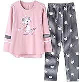 Vopmocld Big Girls Cute Pajama Sets Long Sleeve Lovely Sleepwear 2 Piece PJS Multiple Cartoon Jammies
