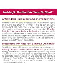 Healthy Delights Naturals, Orgánico Reds Probiotico, antioxidante Superfood, Naturalmente Boost de energía, non-gmo, Delicioso Mixed Berry Sabor, 30 Porciones