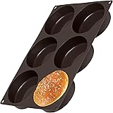 LURCH Germany Flexiform Non Stick Silicone Hamburger Bun Baking Pan | Perfect Mold For Little Cakes Or Bread | 6 Cavities For