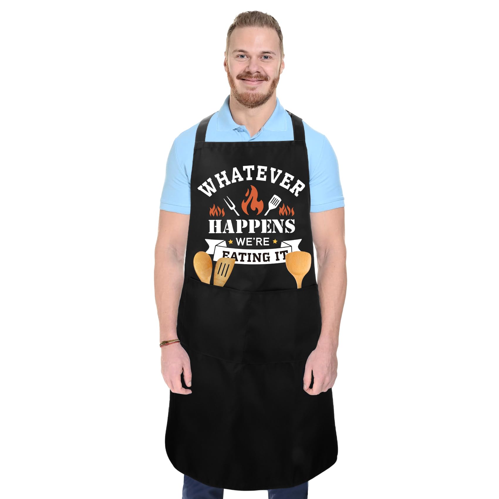 Diulinep Funny Apron for Men & Women, BBQ & Cooking Gift, Adjustable, Polyester, Unisex, Black
