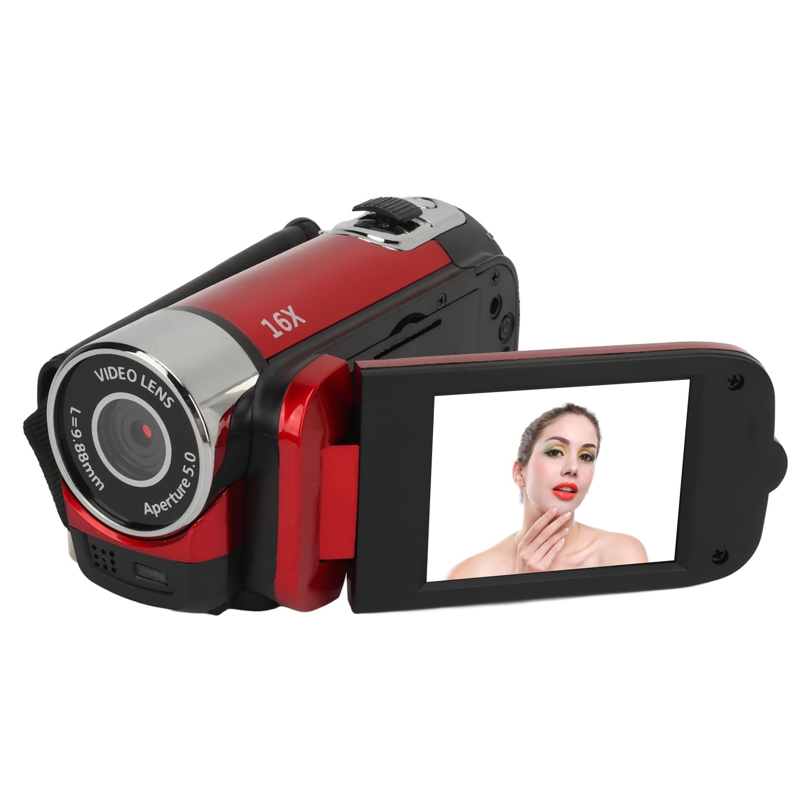 GOWENIC Digital Camera, 1080P Video Recorder, 16X Zoom, 16MP Camcorder with Fill Light, Selfie, Loop Recording, Time Watermarking, USB Port for Baby Growth, Travel, Wedding (Red)