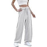 Bankeng Womens Baggy Wide Leg Pants Casual Palazzo Pants Drawstring Waisted Lounge Sweatpants with Pockets