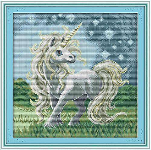 DIY Arts Crafts Sewing - Counted Cross Stitch Kis Cross-Stitching Needlepoints Kit Home Decor Embroidery Pattern Beautiful Unicorn