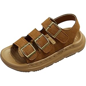 Boys Girls Non-Slip Sandals with Adjustable Buckle Toddler Open Toe Comfortable Sole Slides Summer Shoes for Little/Big Kids