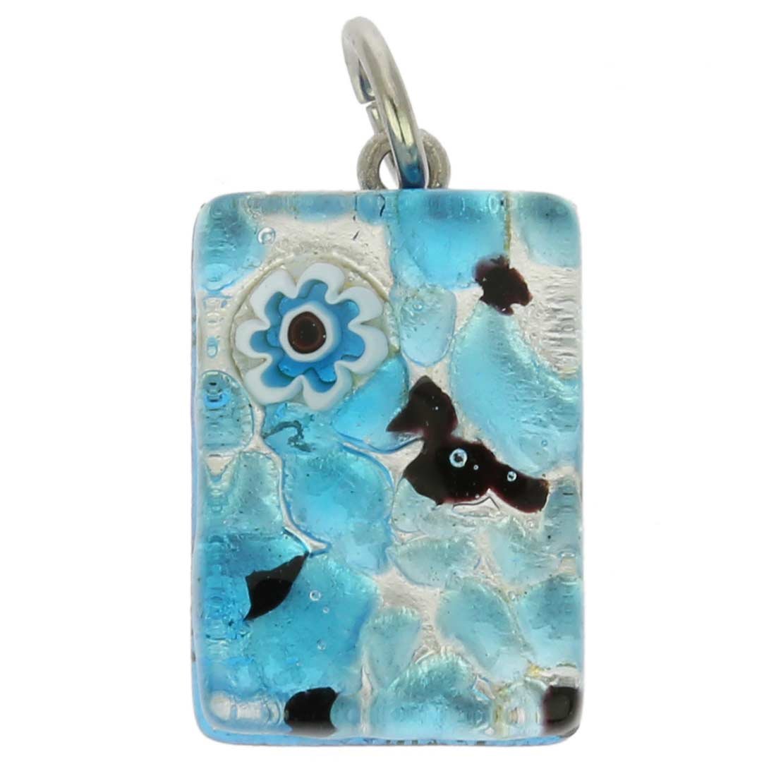 Glass Of Venice Murano Glass Venetian Reflections Rectangular Pendant - Aqua Purple