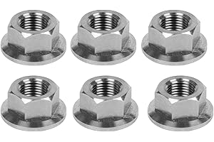 UHDFBDHF 6PCS Titanium DIN6923 M5 M6 M8 M10 M12 M14 Hex Flange Nuts (M10 Pitch 1.0mm)