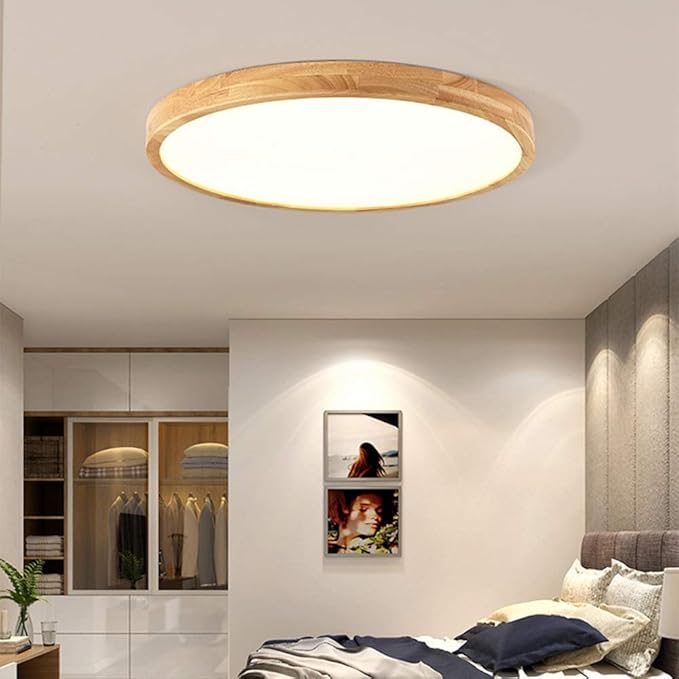 KBEST Nordic Modern Creative Wooden Ceiling Light 44W Bedroom Study LED