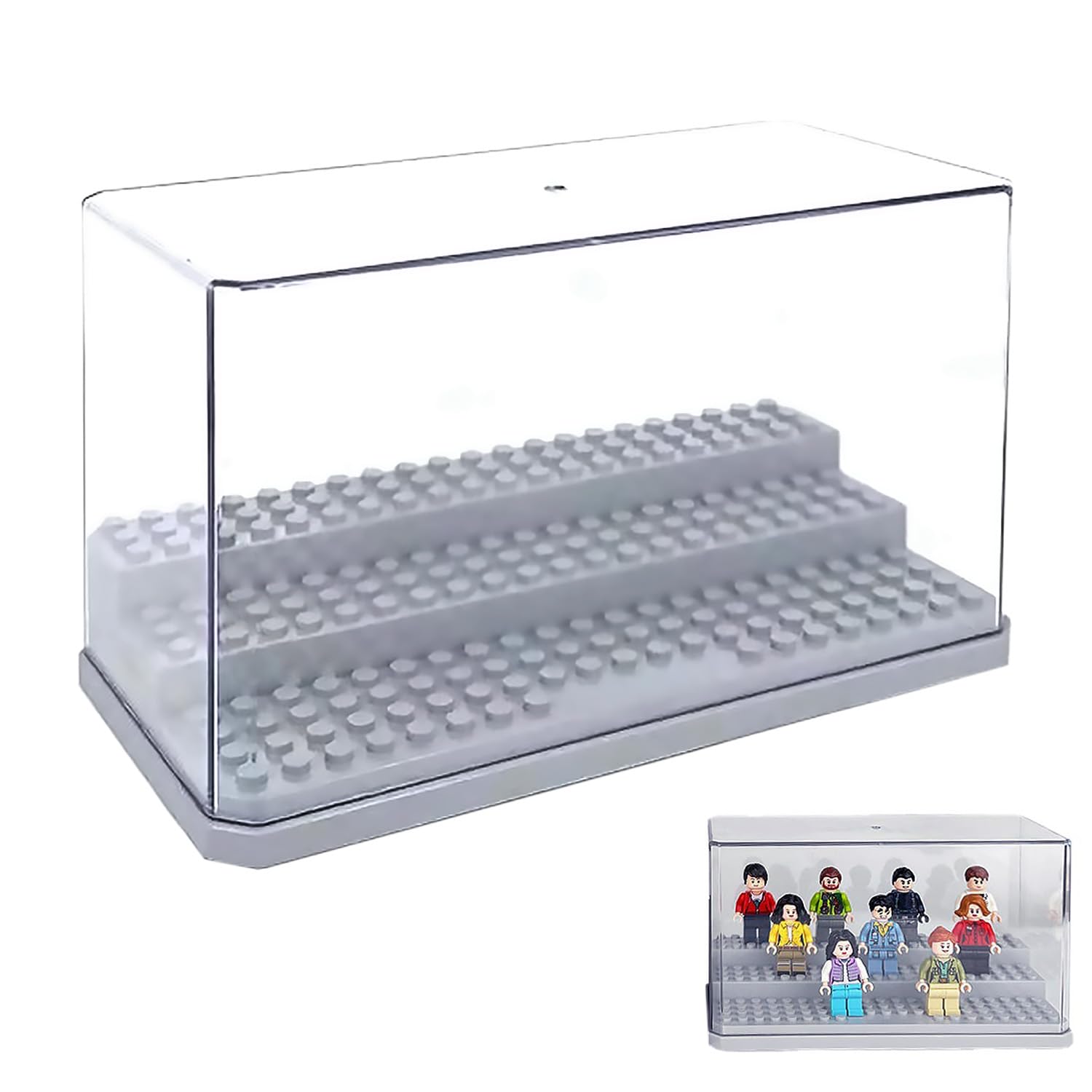 3-Tier Acrylic Minifigures SeriesFigures Blocks Display Cases, Dustproof Building Block Display Box Acrylic Case Boxfor Collection Action Figures Blocks Models - Gift for Lego Lovers (Grey)